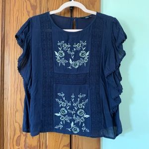 Detailed Navy Blouse